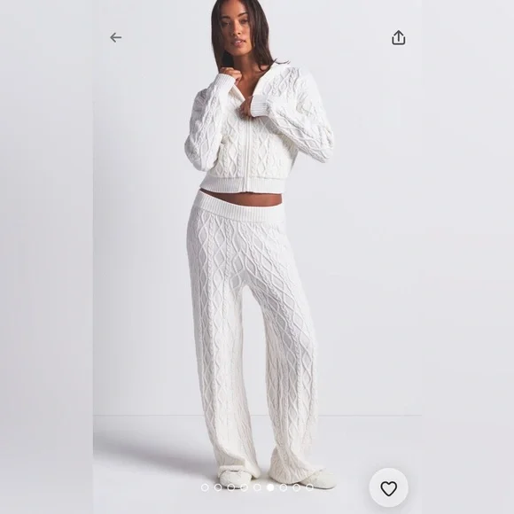 NWT SKIMS Cable Knit Pants Ivory Size Medium - Picture 5 of 9